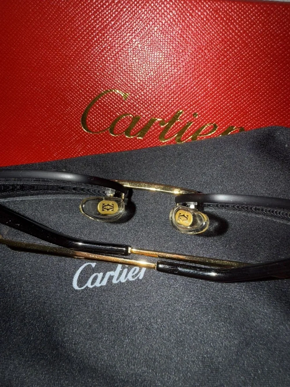 Cartier Mens Sunglasses with Black Lenses + Gold Accents